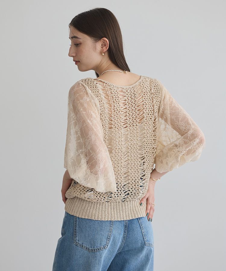 YECCA VECCA「【archive】テープヤーン袖レースプルオーバー」|ニット・セーター|