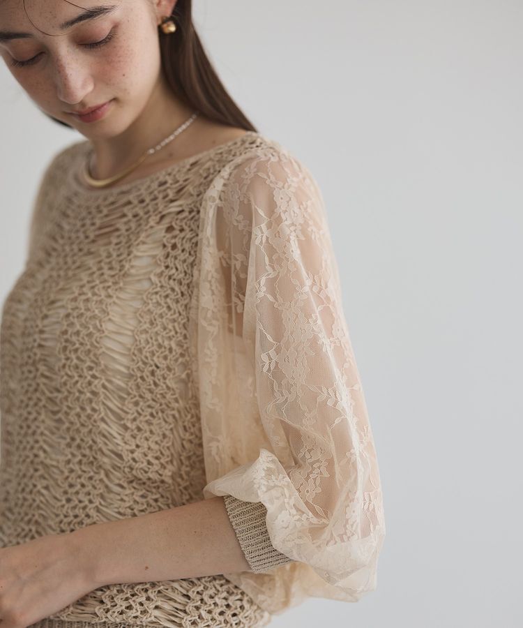 YECCA VECCA「【archive】テープヤーン袖レースプルオーバー」|ニット・セーター|