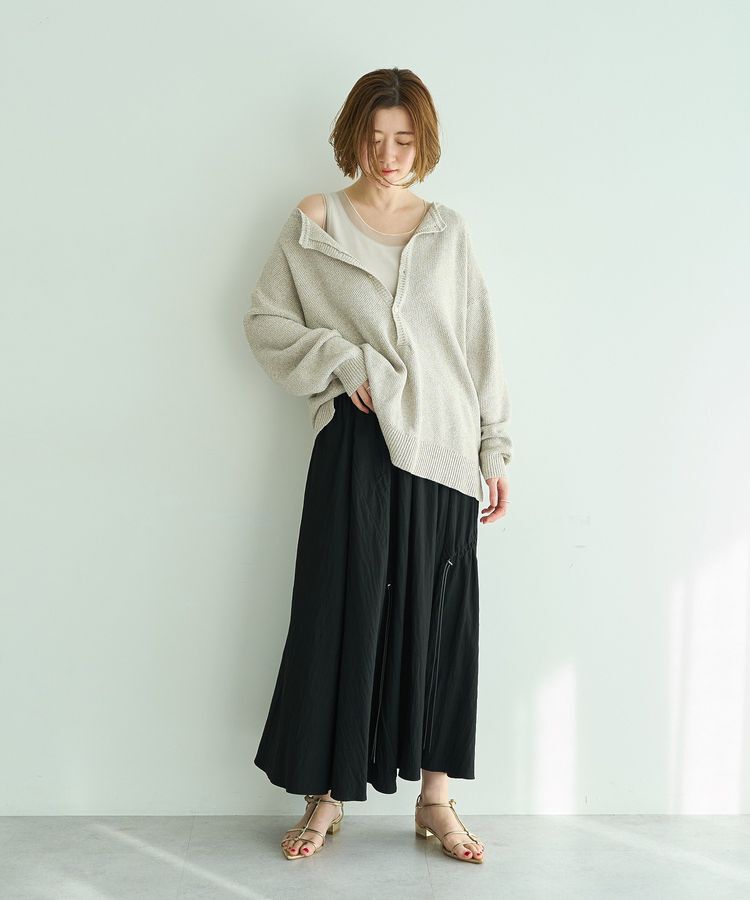 Editt by YECCA VECCA「ドロストデザインロングスカート」|フレア|
