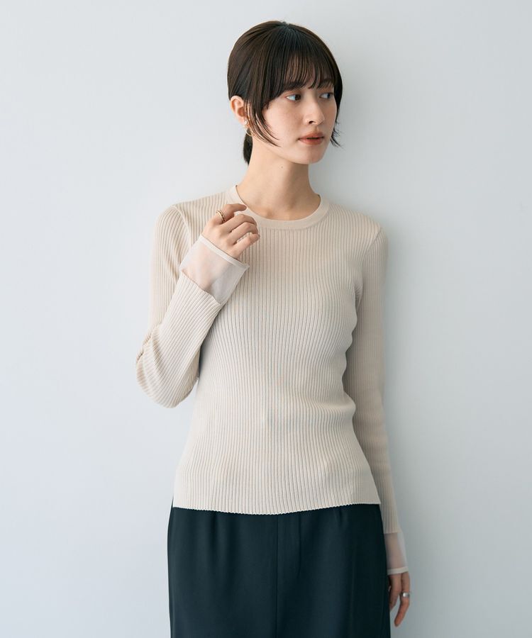 YECCA VECCA「袖口シアーリブニット」|ニット・セーター|