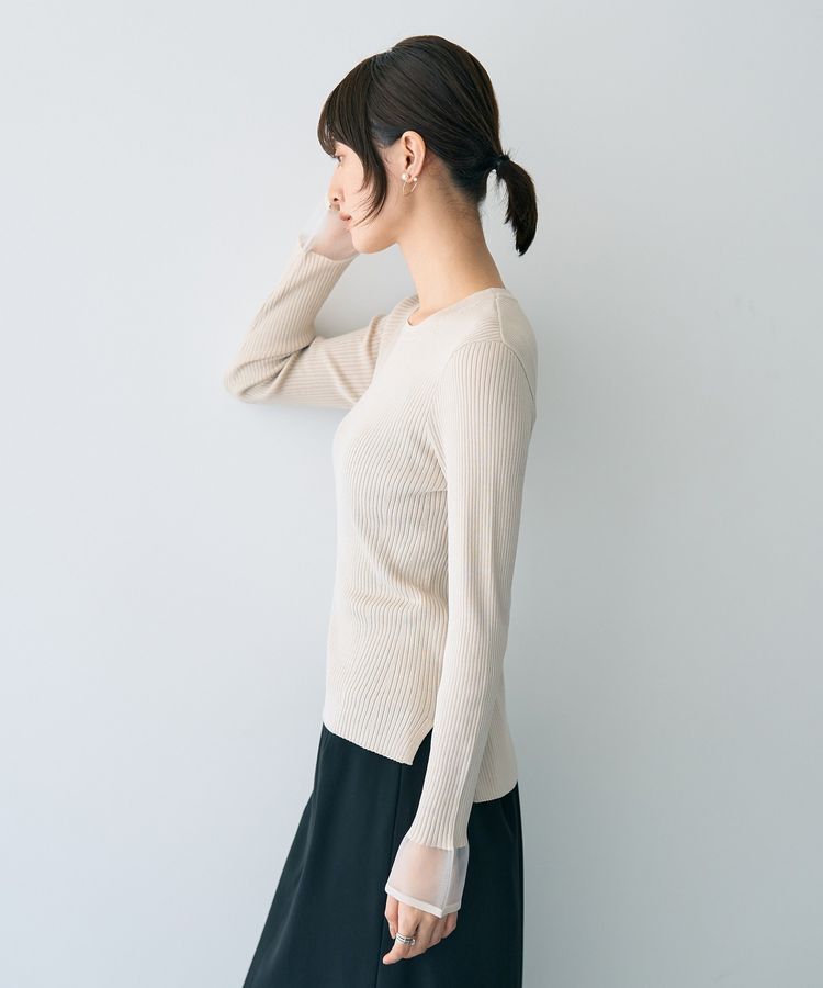 YECCA VECCA「袖口シアーリブニット」|ニット・セーター|