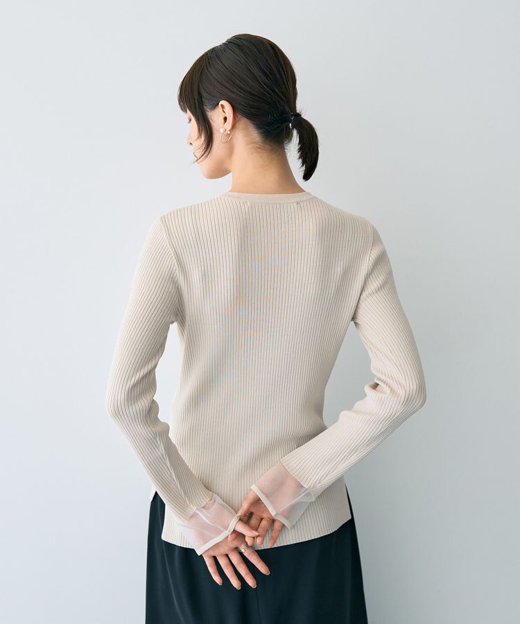 YECCA VECCA「袖口シアーリブニット」|ニット・セーター|