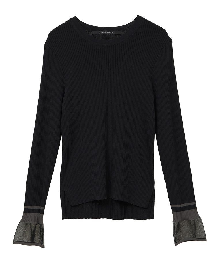 YECCA VECCA「袖口シアーリブニット」|ニット・セーター|