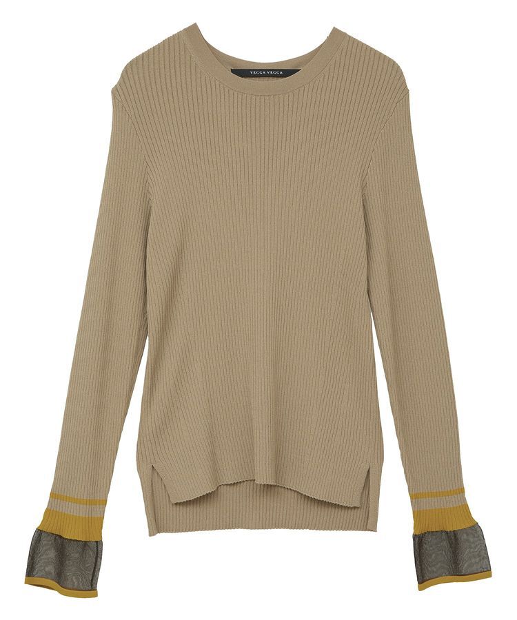 YECCA VECCA「袖口シアーリブニット」|ニット・セーター|