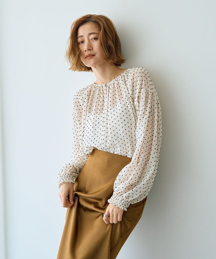 YECCA VECCA「シアードットジャガードブラウス」|シャツ・ブラウス|