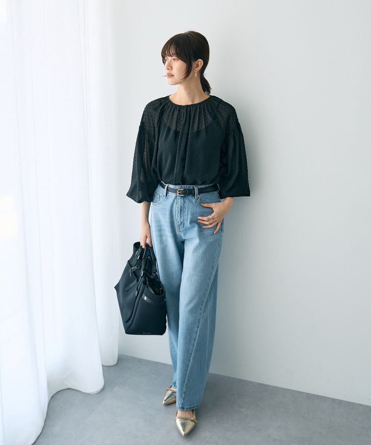 YECCA VECCA「シアードットジャガードブラウス」|シャツ・ブラウス|