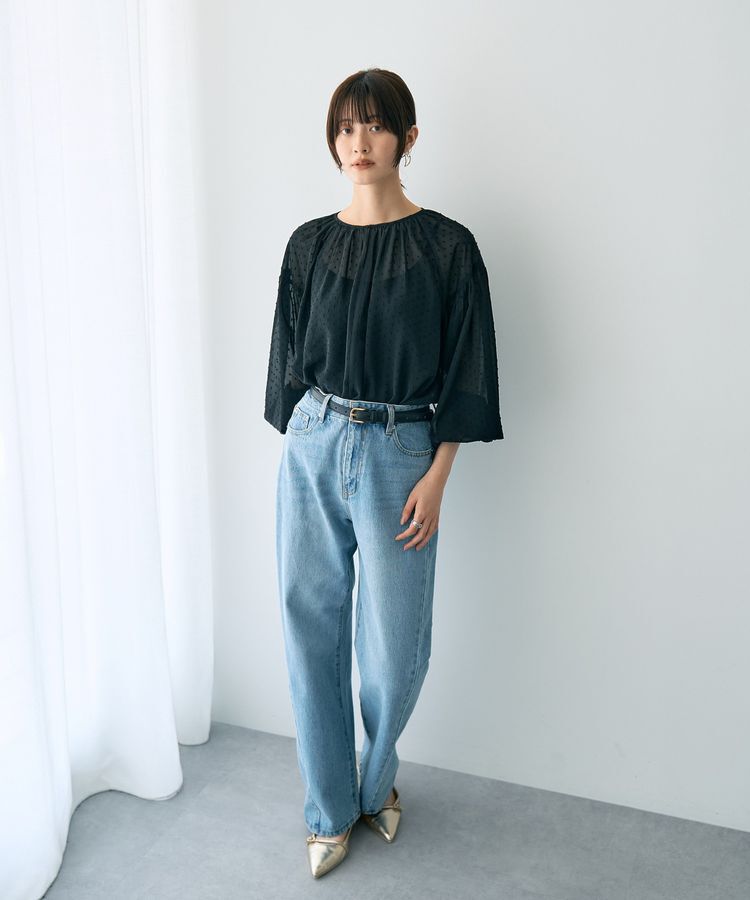 YECCA VECCA「シアードットジャガードブラウス」|シャツ・ブラウス|