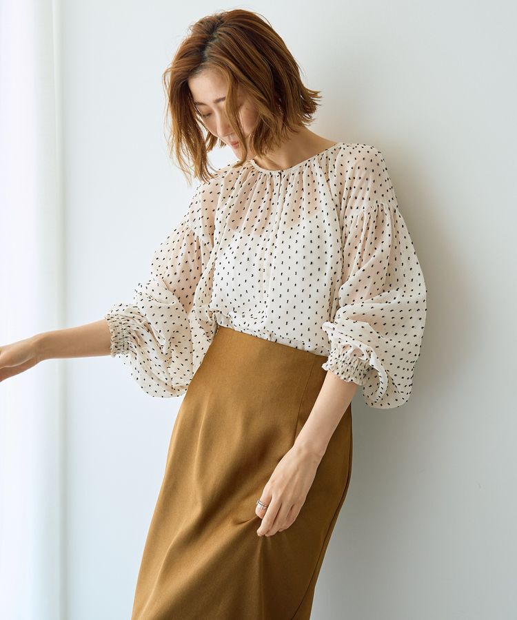 YECCA VECCA「シアードットジャガードブラウス」|シャツ・ブラウス|