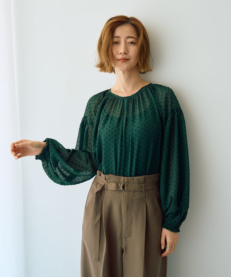 YECCA VECCA「シアードットジャガードブラウス」|シャツ・ブラウス|
