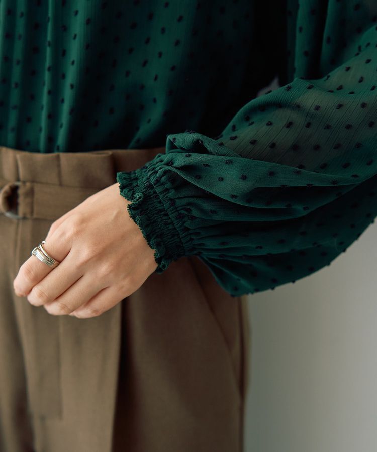 YECCA VECCA「シアードットジャガードブラウス」|シャツ・ブラウス|