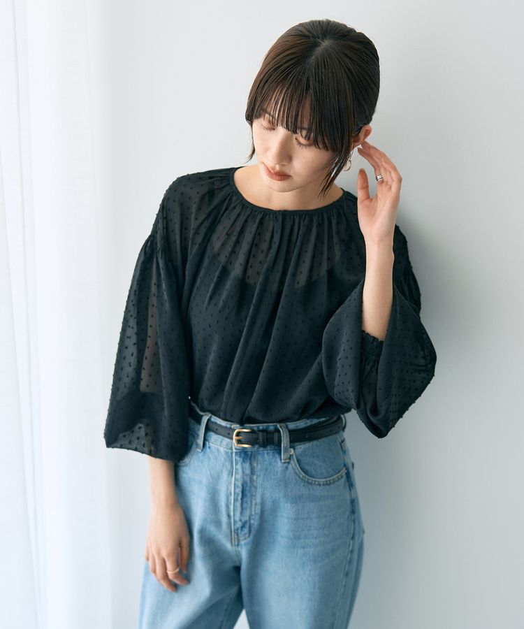 YECCA VECCA「シアードットジャガードブラウス」|シャツ・ブラウス|