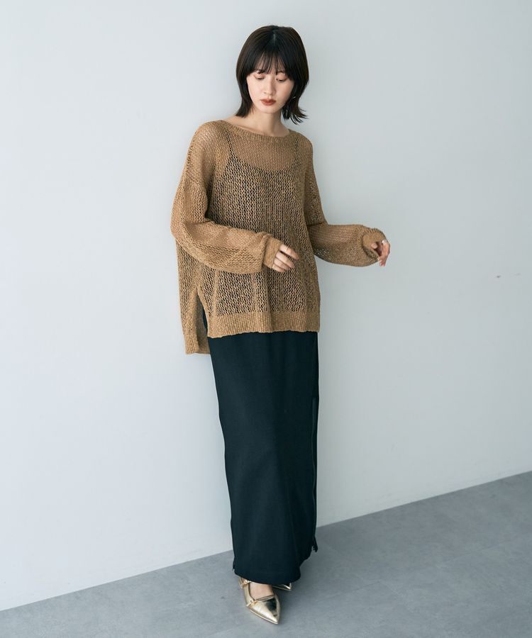 Editt by YECCA VECCA「スラブメッシュルーズニット」|ニット・セーター|