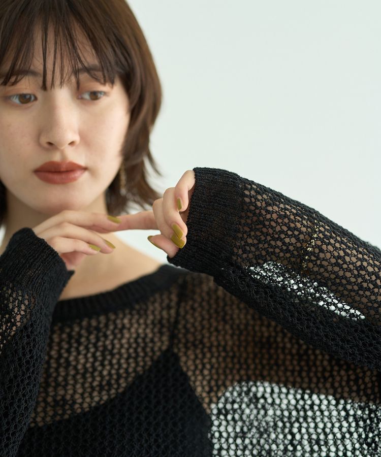 Editt by YECCA VECCA「スラブメッシュルーズニット」|ニット・セーター|