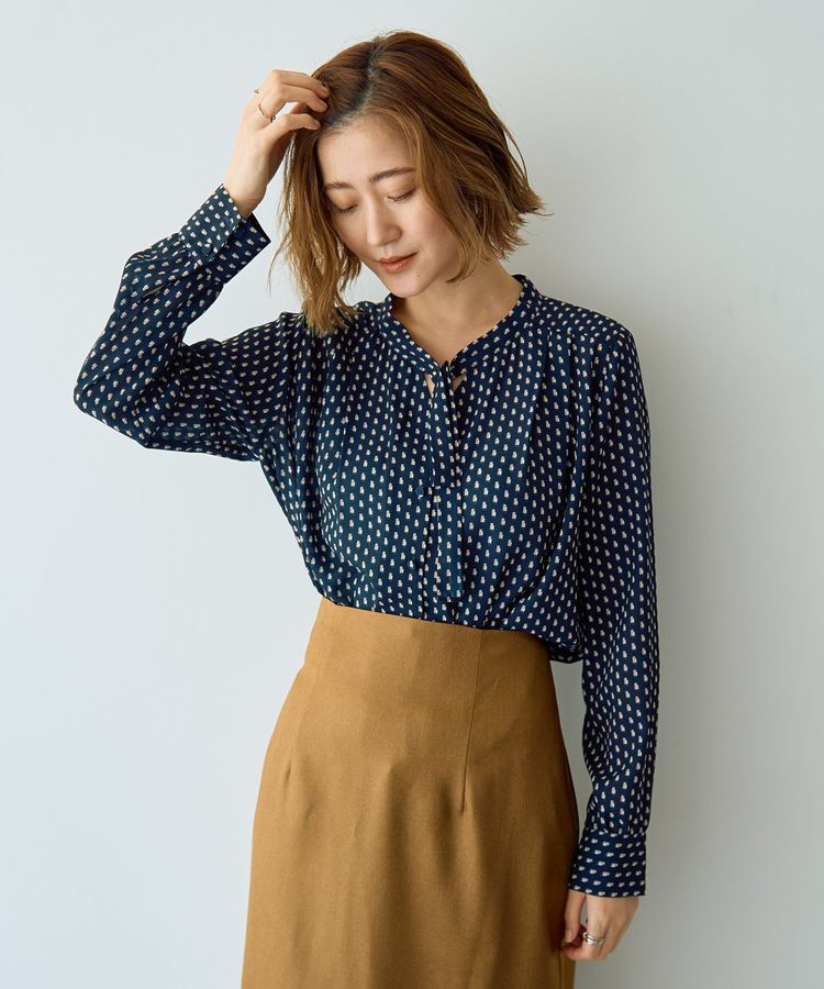 YECCA VECCA「ジオメ柄ボウタイブラウス」|シャツ・ブラウス|