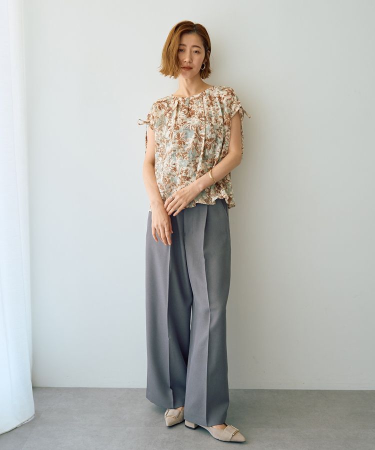 YECCA VECCA「【DOLL UP OOPS】フラワープリントギャザーブラウス」|シャツ・ブラウス|