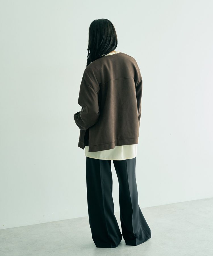 YECCA VECCA「サイドプリーツノーカラーブルゾン」|ブルゾン・スタジャン|