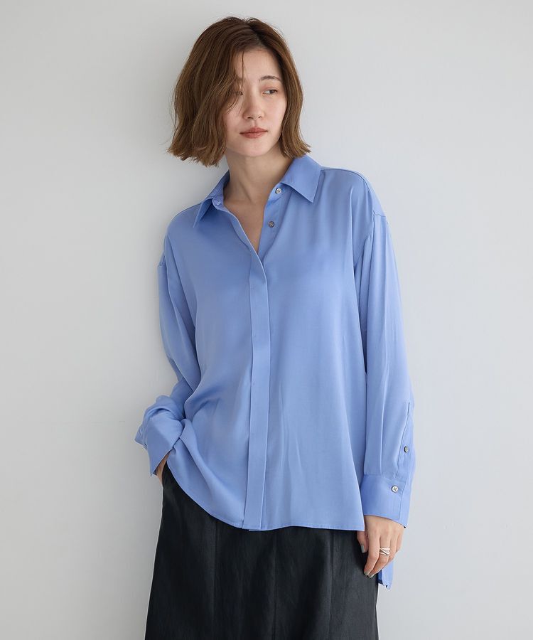 YECCA VECCA「ヴィンテージサテンシャツ」|シャツ・ブラウス|Blue