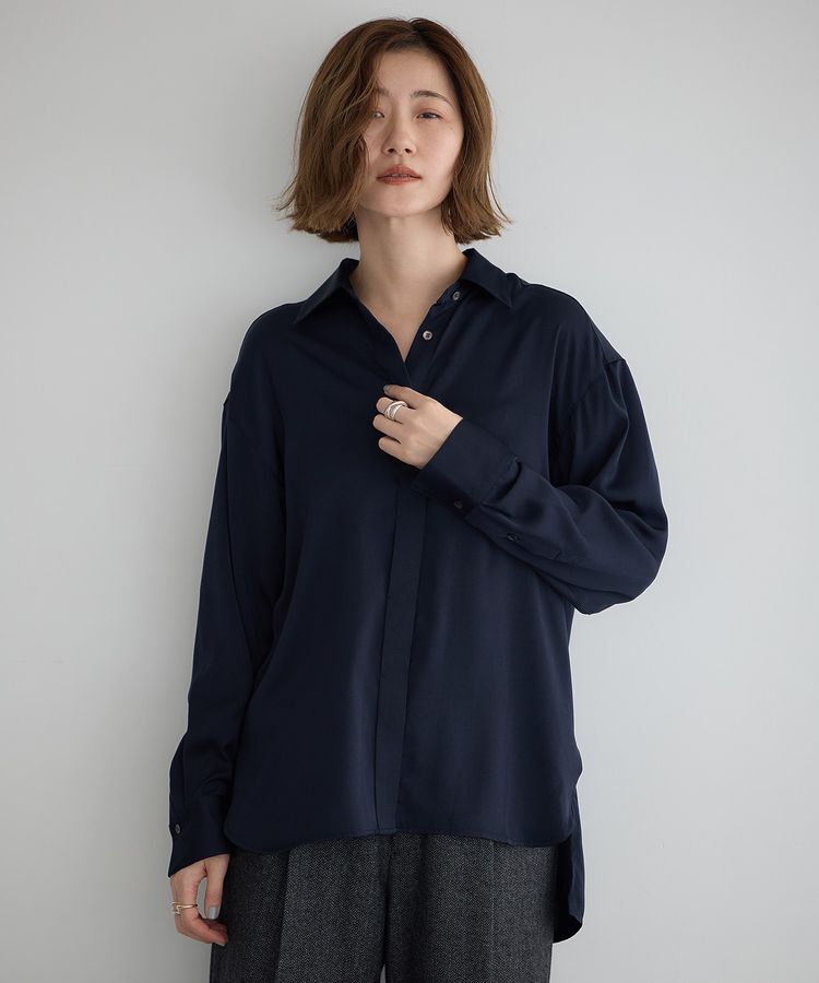 YECCA VECCA「ヴィンテージサテンシャツ」|シャツ・ブラウス|Navy