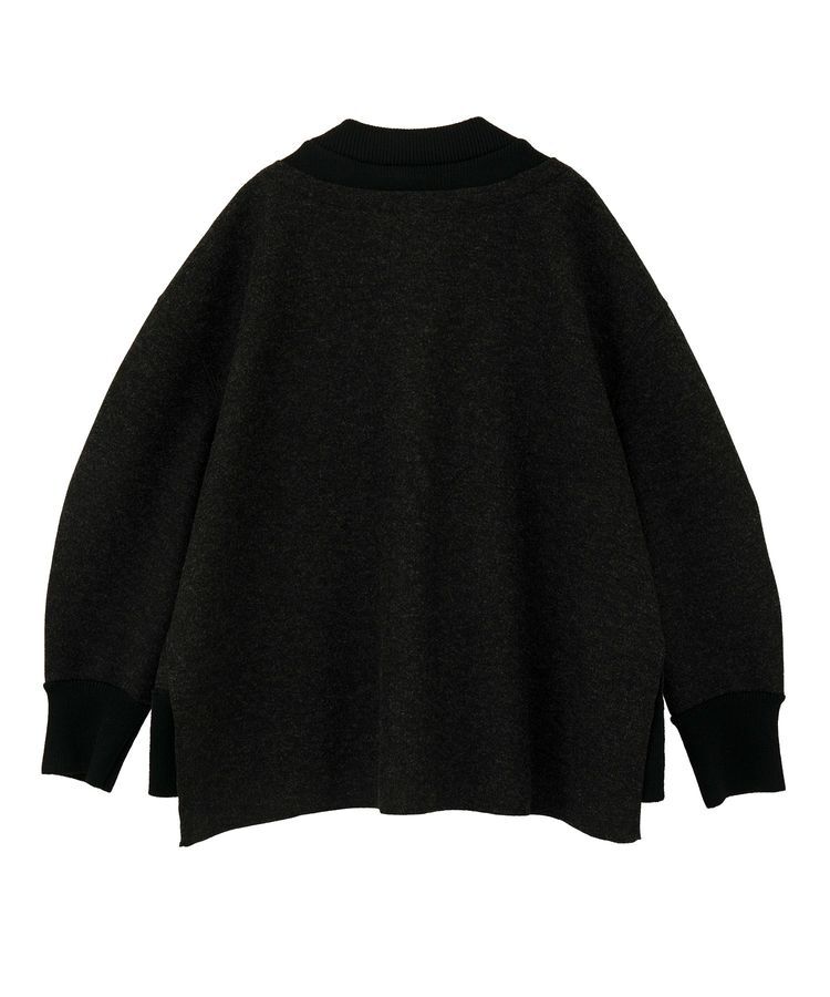 YECCA VECCA「ニット切替メルトンVネックカーディガン」|カーディガン|