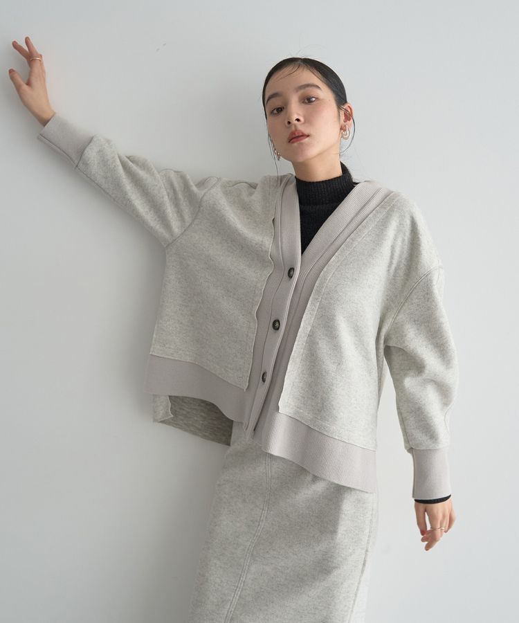 YECCA VECCA「ニット切替メルトンVネックカーディガン」|カーディガン|