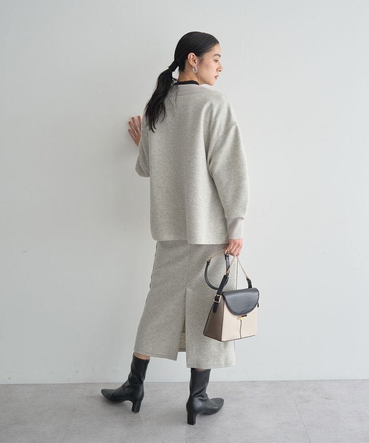 YECCA VECCA「ニット切替メルトンVネックカーディガン」|カーディガン|