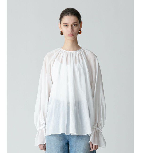 allureville「シアーオーガンギャザーブラウス」|シャツ・ブラウス|ホワイト
