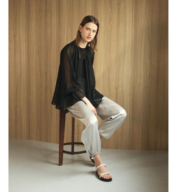 allureville「シアーオーガンギャザーブラウス」|シャツ・ブラウス|ブラック