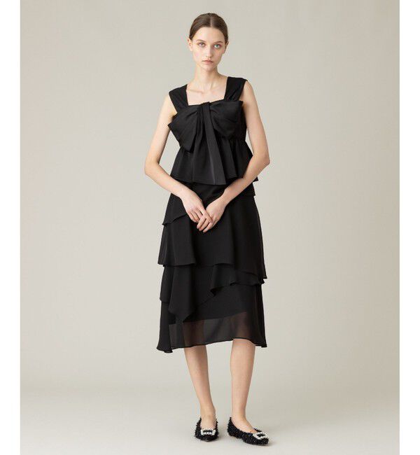 LOULOU WILLOUGHBY「【LOULOU WILLOUGHBY】シフォンミーリアワンピース」|ワンピース|ブラック