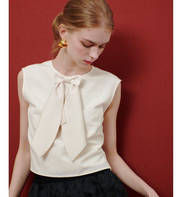 LOULOU WILLOUGHBY「【LOULOU WILLOUGHBY】サテンリボンブラウス」|シャツ・ブラウス|ホワイト系