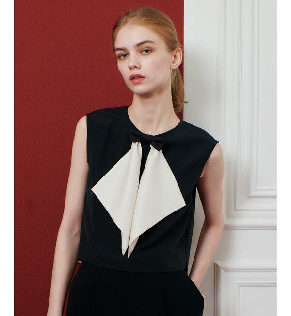 LOULOU WILLOUGHBY「【LOULOU WILLOUGHBY】サテンリボンブラウス」|シャツ・ブラウス|ブラック系