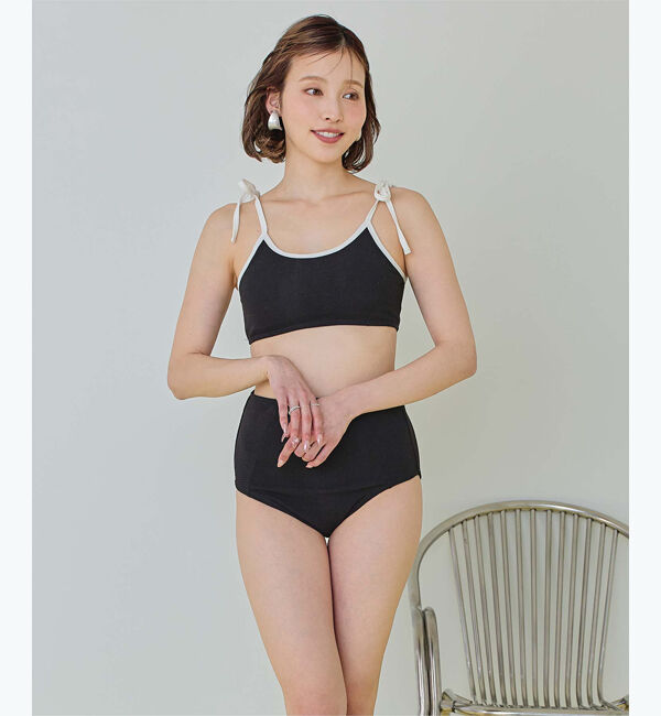 SEA DRESS「パイピングデザインハイウエストビキニ/水着」|ビキニ|ブラック