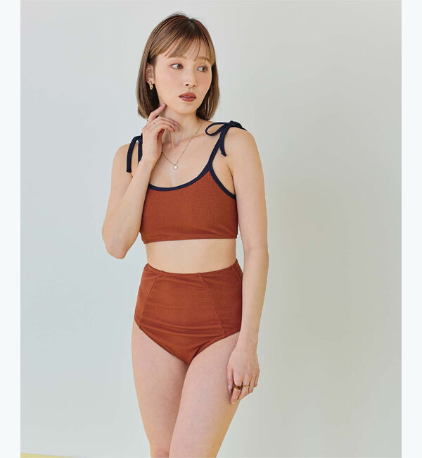 SEA DRESS「パイピングデザインハイウエストビキニ/水着」|ビキニ|レンガ