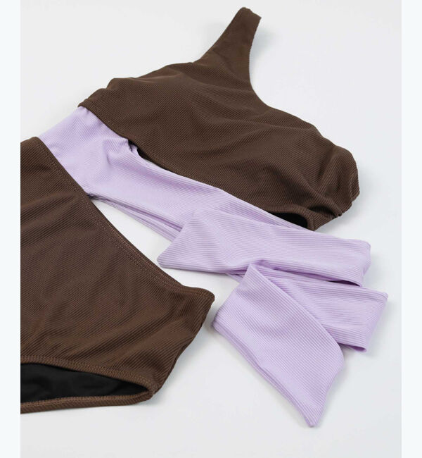 SEA DRESS「ウエストリボンワンショルダーワンピース/水着」|ビキニ|