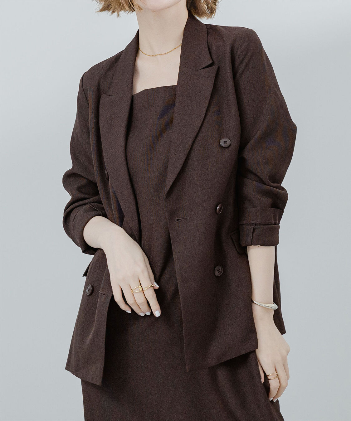 ur's「リネンライクダブルブレストジャケット」|テーラードジャケット|