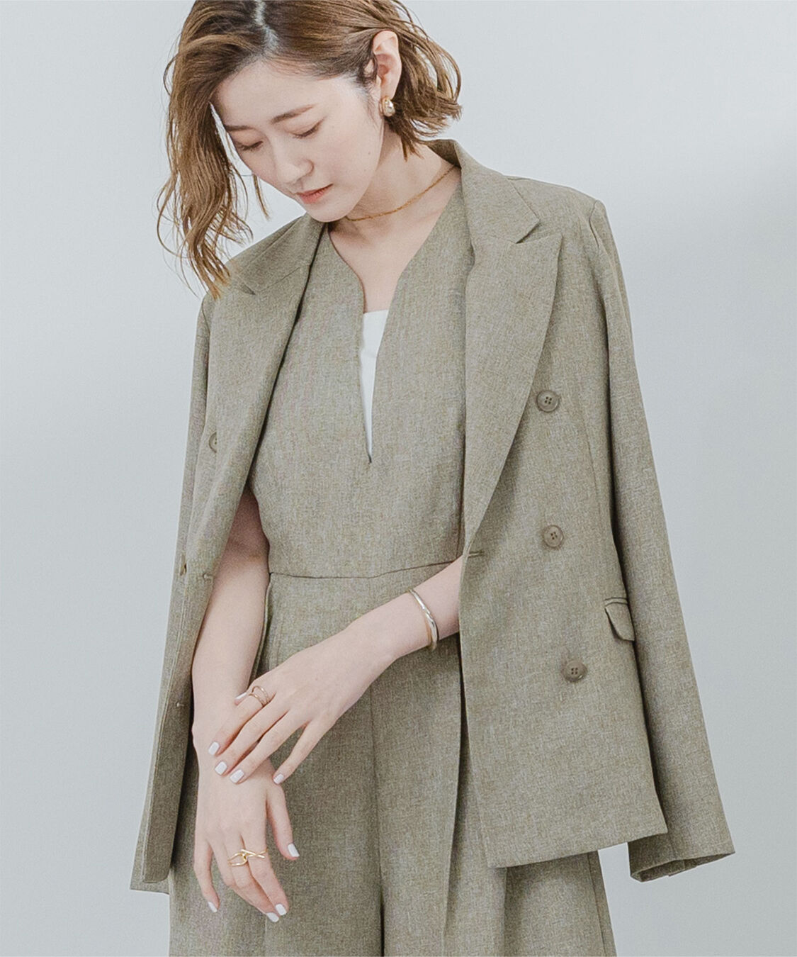 ur's「リネンライクダブルブレストジャケット」|テーラードジャケット|