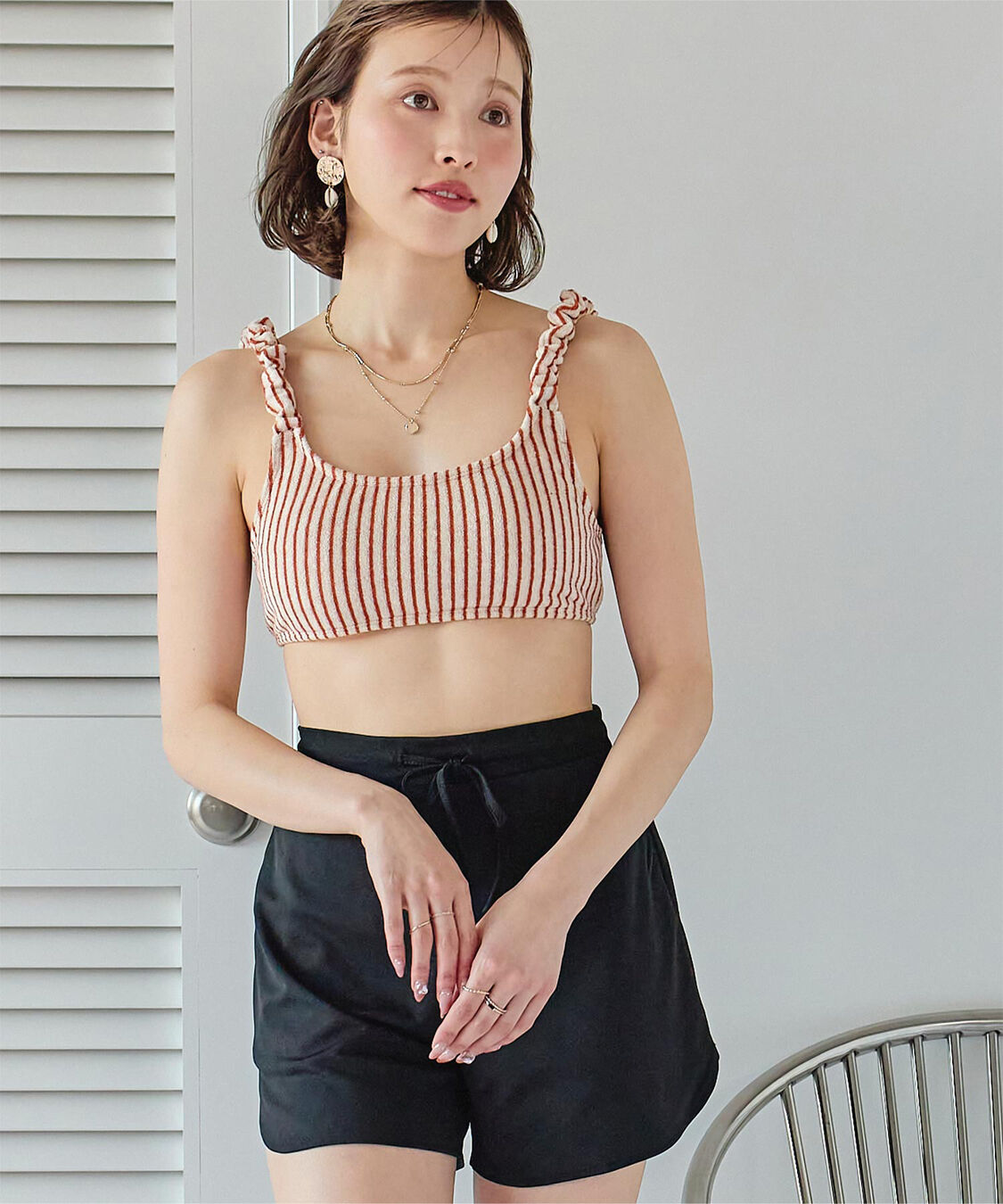 SEA DRESS「ﾊﾟｲﾙ地ｼｮﾙﾀﾞｰｷﾞｬｻﾞｰﾋﾞｷﾆ/水着」|ビキニ|