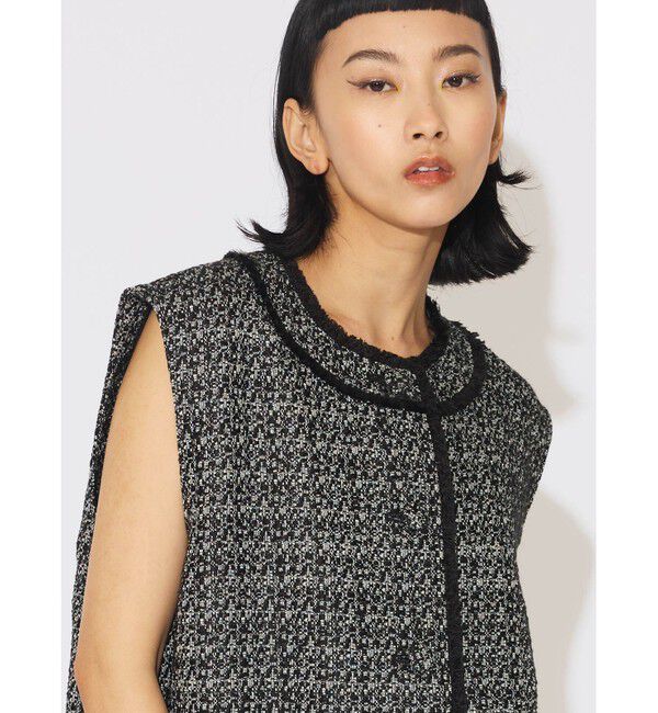 MIDIUMISOLID「MIDIUMISOLID for Ladies ツイードクルーネックジレ」|ベスト・ジレ|