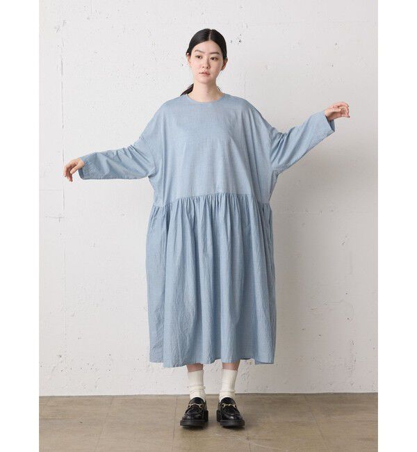 MidiUmi「MidiUmi シャンブレーギャザーワンピース」|ワンピース|