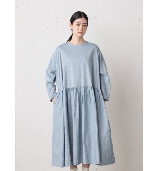 MidiUmi「MidiUmi シャンブレーギャザーワンピース」|ワンピース|