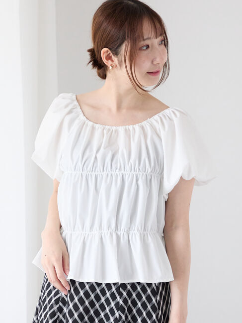 Te chichi TERRASSE「◎ボリューム袖前後2WAYシャーリングブラウス」|シャツ・ブラウス|オフホワイト