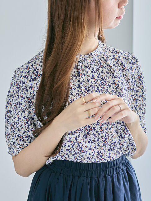 Te chichi「パターンアソート5分袖ボウタイブラウス」|シャツ・ブラウス|オレンジ