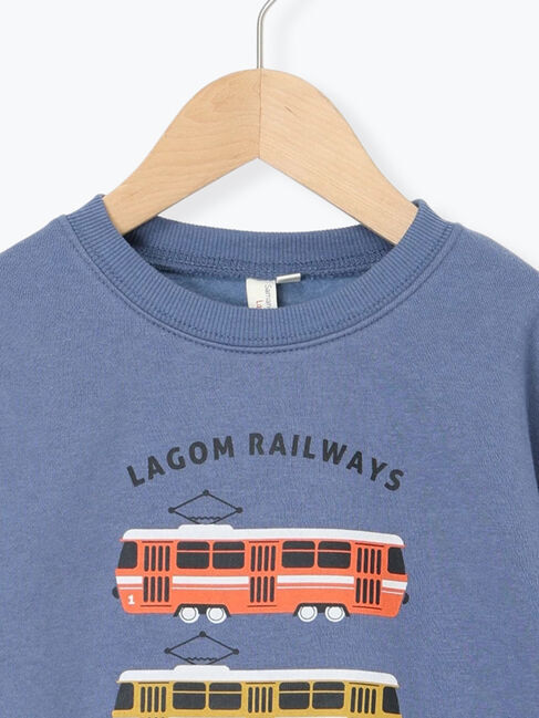 Samansa Mos2 Lagom「電車プリント裏起毛トレーナー」|Tシャツ・カットソー|
