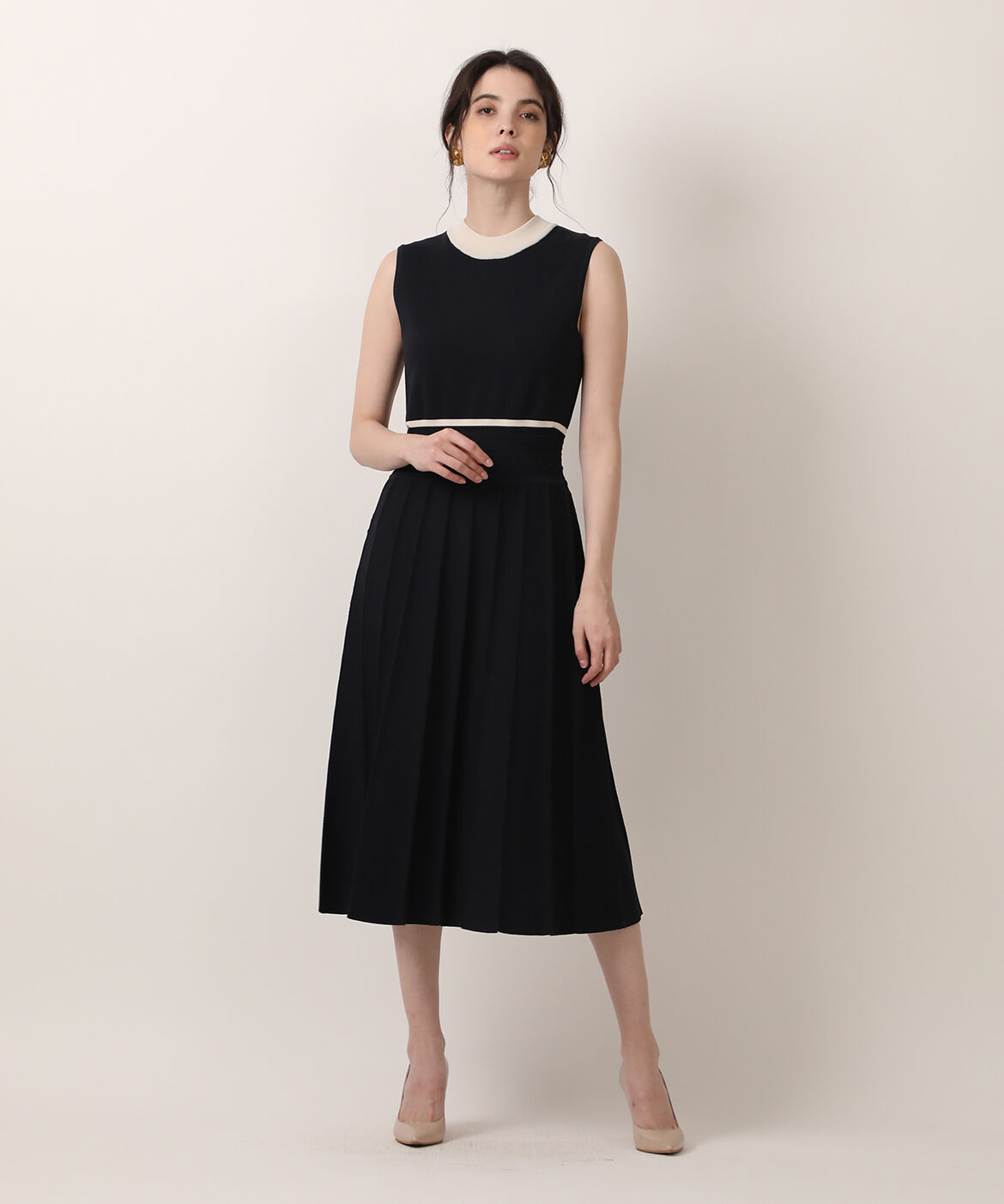 Maglie le cassetto「《大きいサイズ》バイカラーニットワンピース 《M Maglie le cassetto》」|その他|ネイビー