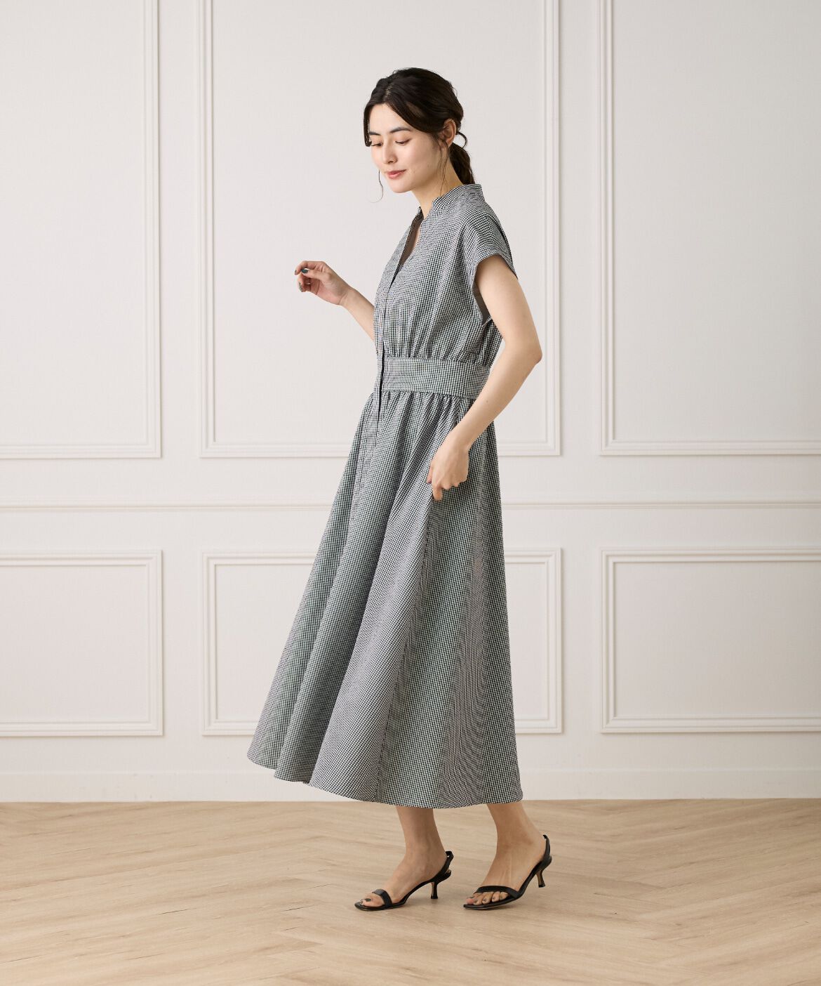 INED「《大きいサイズ》ウエストギャザーワンピース」|ワンピース|