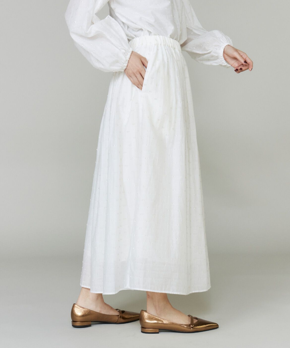 INED「《大きいサイズ》ラメドットタックスカート」|スカート|