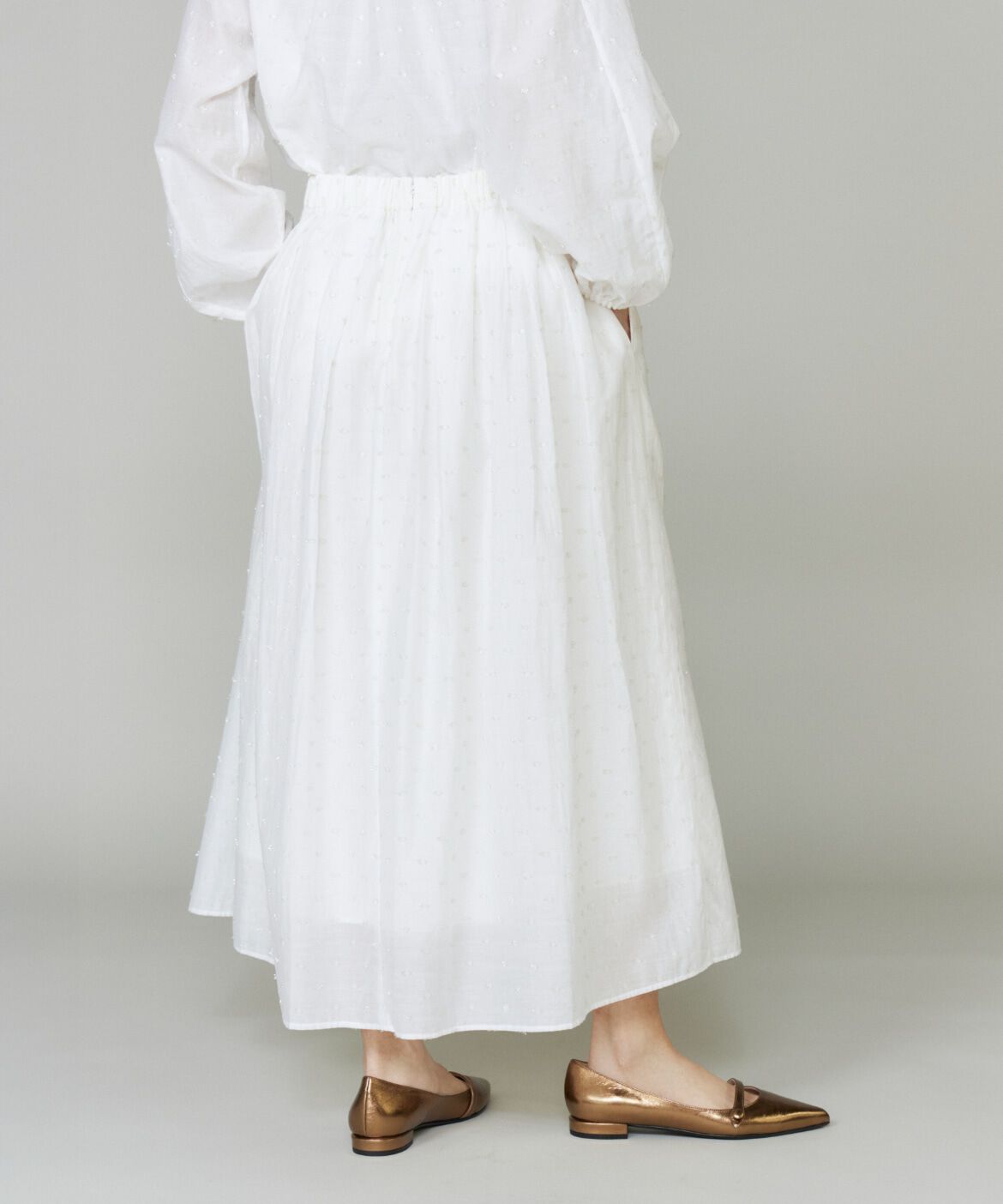 INED「《大きいサイズ》ラメドットタックスカート」|スカート|