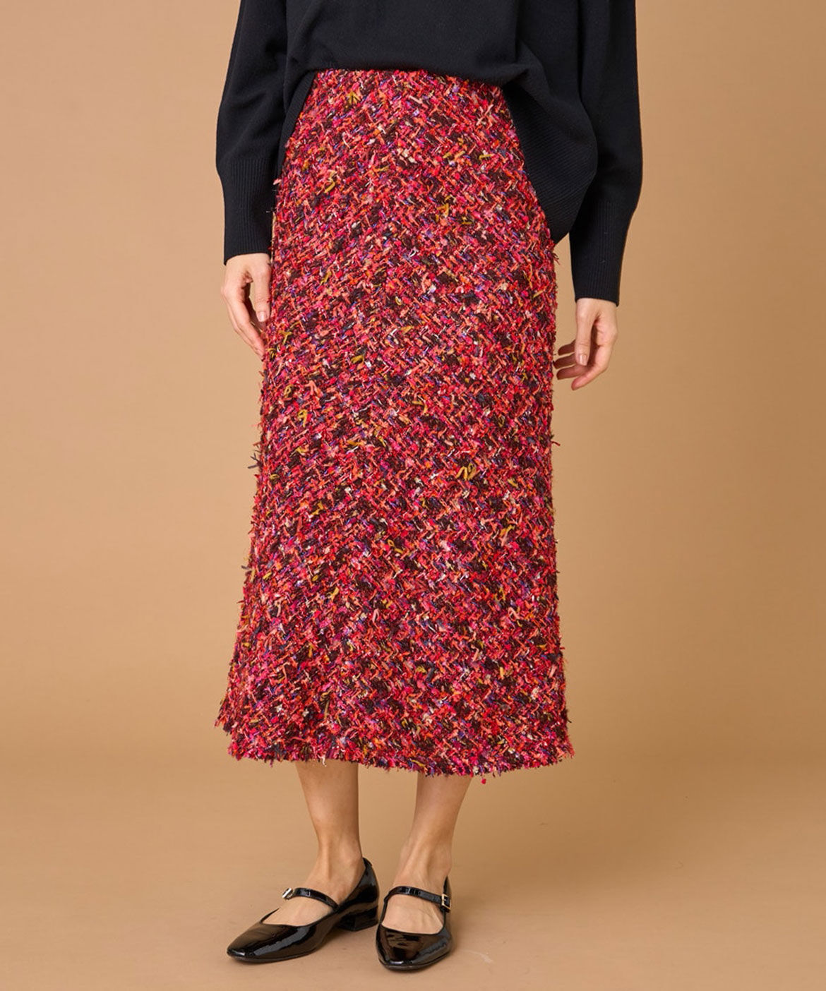 INED「ツイードスカート《TOURNIER/トゥルニエ》」|スカート|レッド