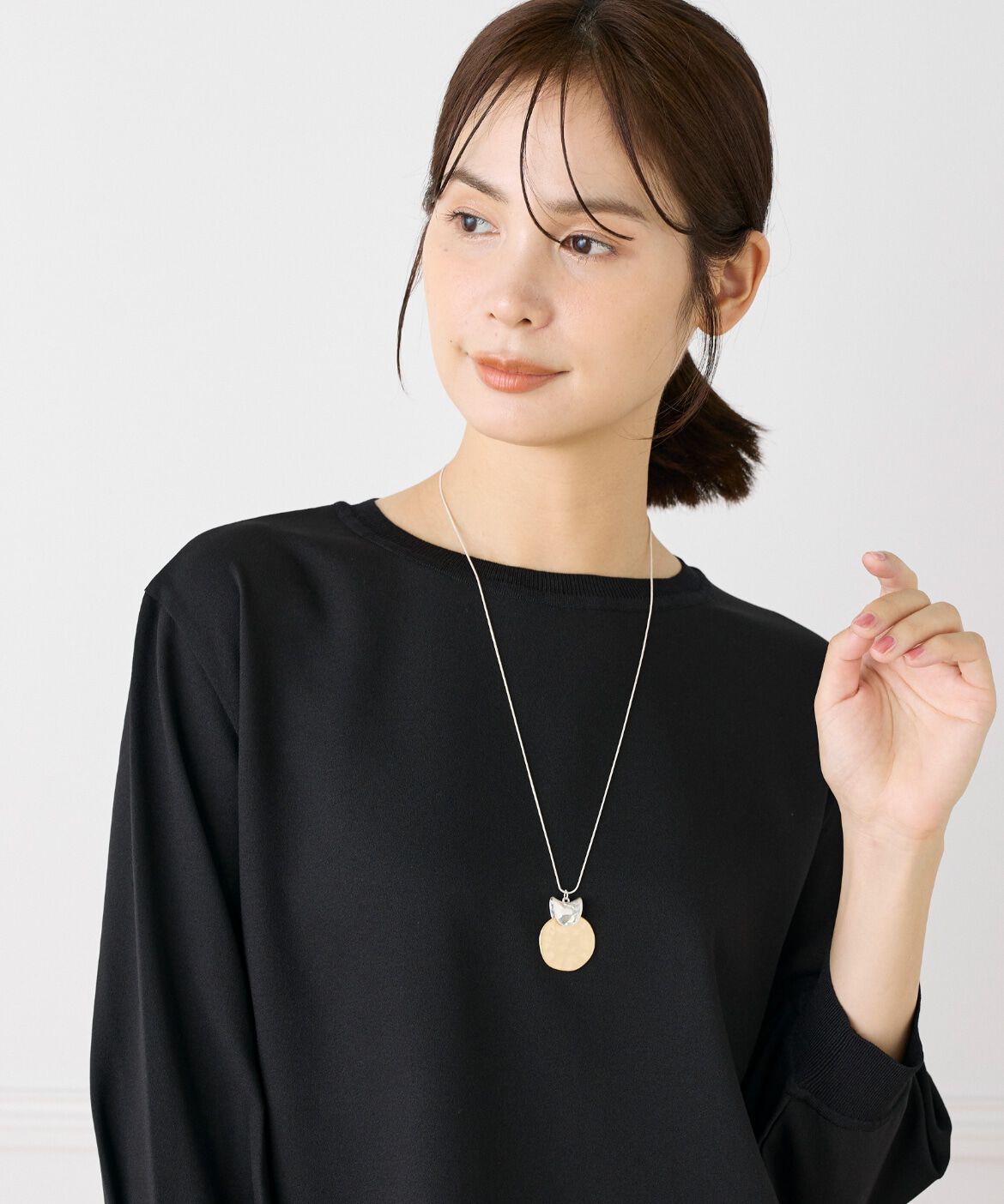 Le Souk「ラウンドプレートチャームネックレス」|ネックレス|シルバー