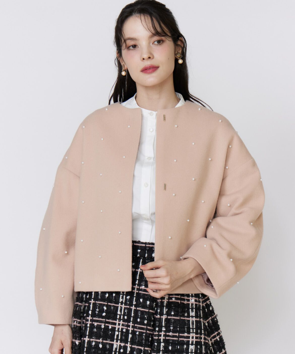 Maglie le cassetto「パールショートコート」|その他|ピンク1