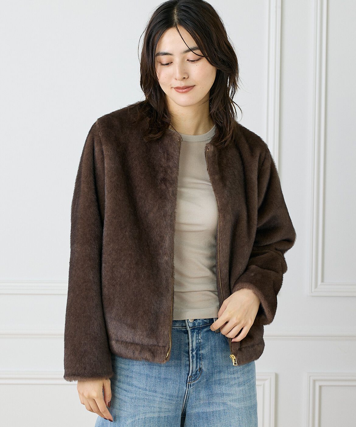 INED「エコファーブルゾン」|その他|ブラウン